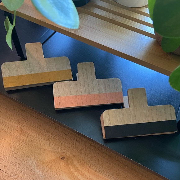 Set of 3 Large Wooden Decorative Binder Clips - Picture 1 of 4